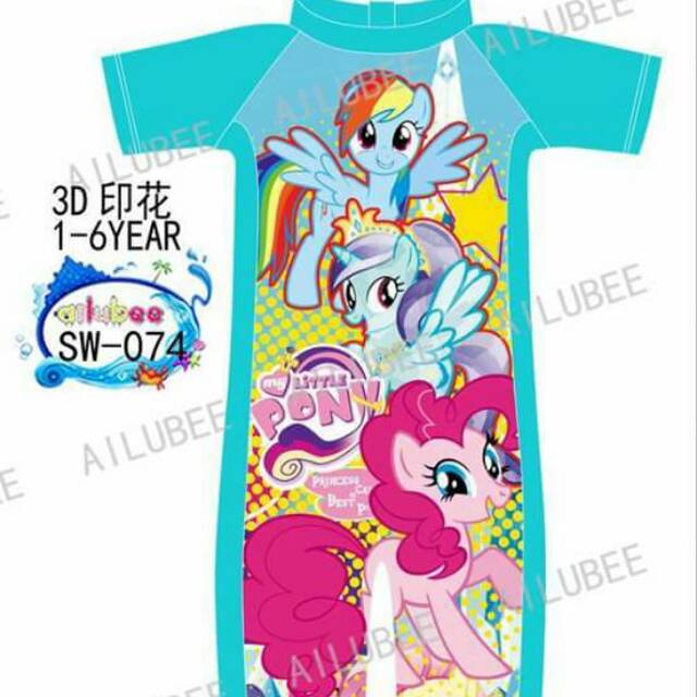 Baju renang little pony swimsuit swimwear pony