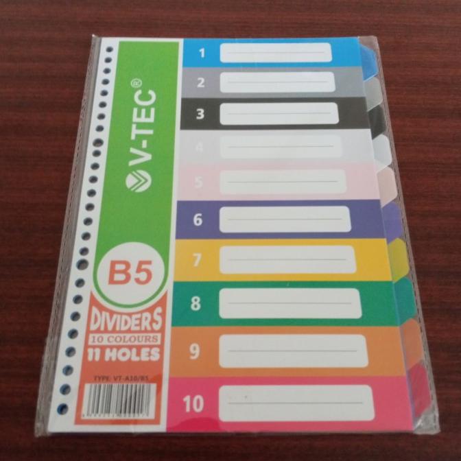 

%$%$%$%$] Pembatas/Divider Binder B5, 26 holes, 10 Tabs V-tec
