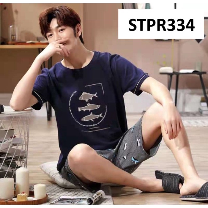 Pria-Tidur-Baju- Baju Tidur Pria Smile Abu Navy - L -Baju-Tidur-Pria.