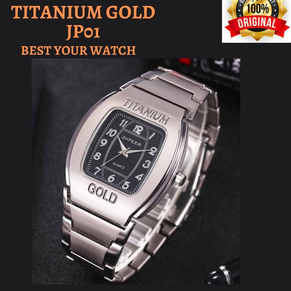 Baru RR88O SIAP COD SE INDONESIA JP 05 JAM TANGAN PRIA ANALOG STAINLESS STELL TITANIUM GOLD 2021 W84
