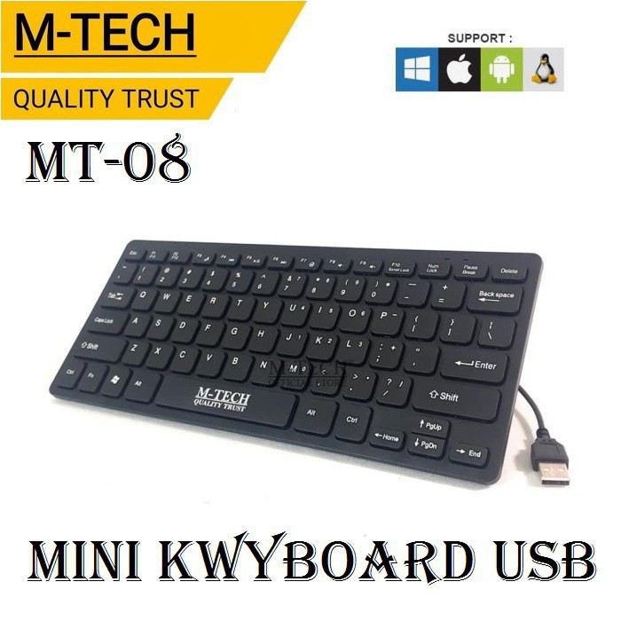 Keyboard USB Mini Wired M-TECH MT-08 Slim Multimedia Mtech MT08