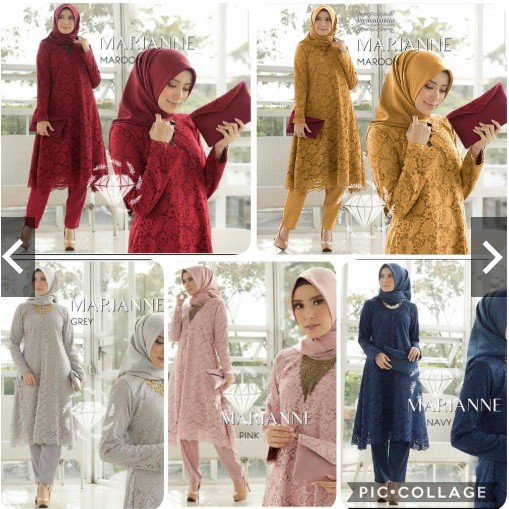 Termurah SETELAN MARIANE TUNIK BRUKAT CELANA KULOT SETELAN BROKAT SKM