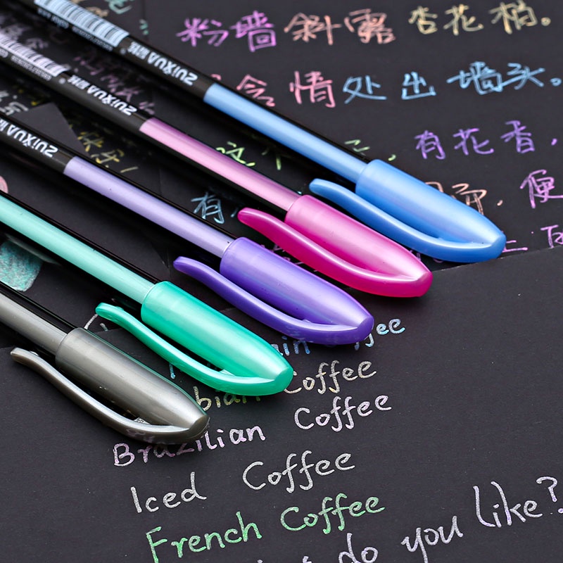 Zuixuan. Buku Literatur Klasik 12pcs Pen Highlighter Metalik Warna Warni DIY Untuk Pelajar