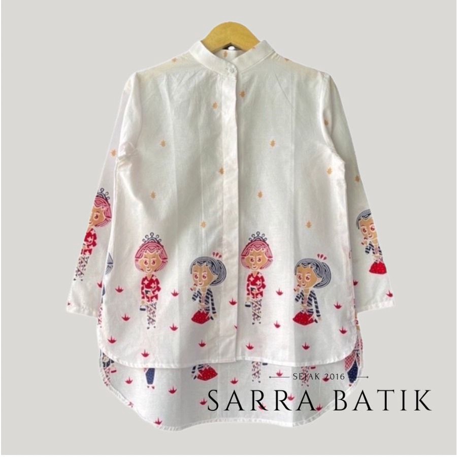 PREMIUM KEMEJA SIMBOK MANTEN  Karakter Batik Blus Putih Karikatur Katun Lengan Panjang Kancing Full Penguin Baju Kerja Kantoran Casual Formal