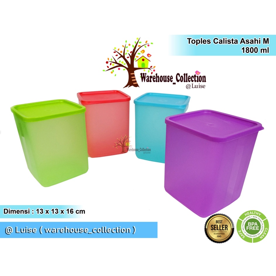 Toples Calista Asahi 1800Ml / Toples Tinggi Medium (M) / Toples Semprong / Dijual Per-Biji