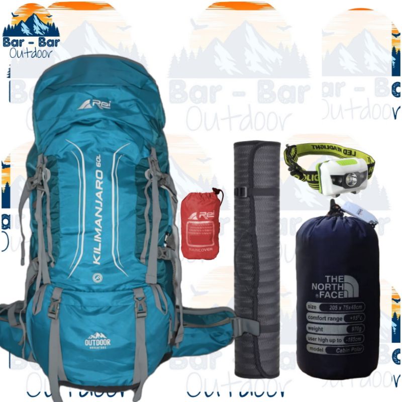 Paket Perlengkapan Mendaki Tas Gunung Outdoor Carrier Arei Rei Kilimanjaro 60L
