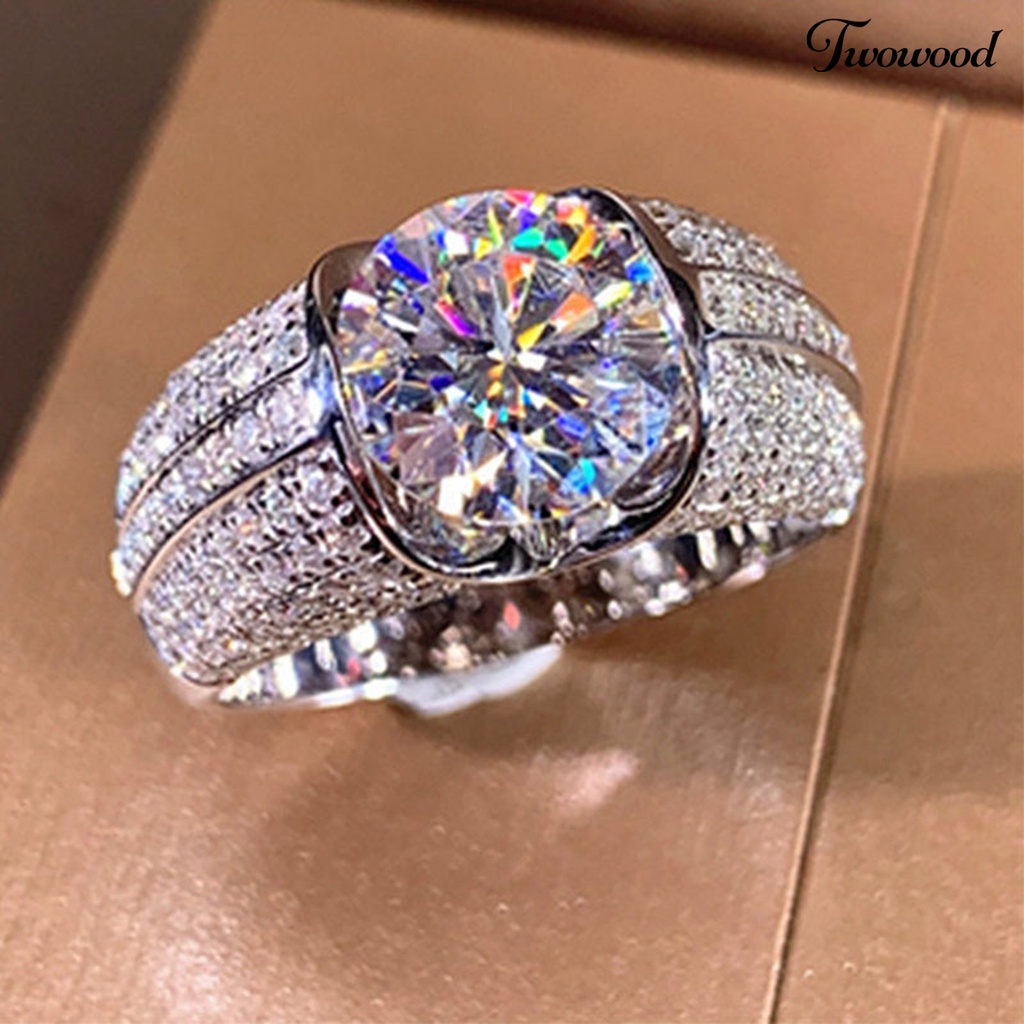 Cincin Cubic Zirconia Bahan Alloy Model Simple Untuk Wanita