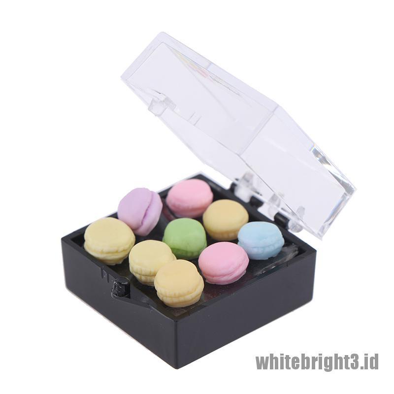 (white3) 1 Set Miniatur Makanan Penutup Macaroon Skala 1: 12 Untuk Dekorasi Dapur Rumah Boneka