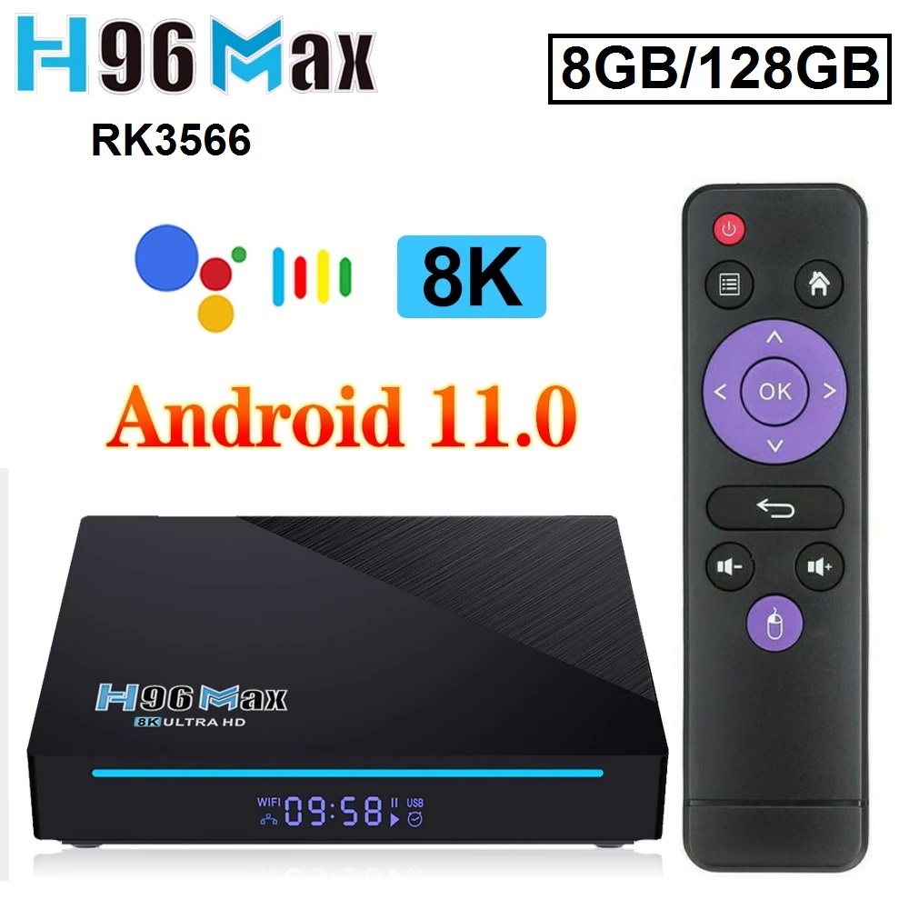 AKN88 - H96 MAX RK3566 - Android OS Smart TV Box 8K UHD - RAM 4GB ROM 128GB