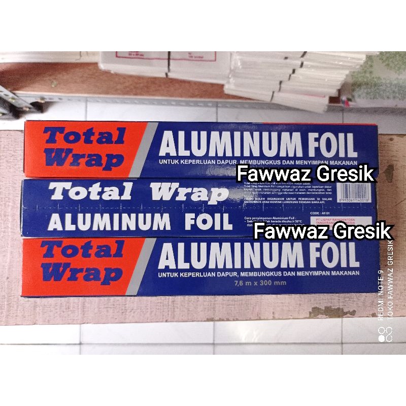 Alumunium foil roll / foil wrap / food total wrap 300 mm x 7,6m dan 450 mm x 7.6 m membungkus menyimpan makanan