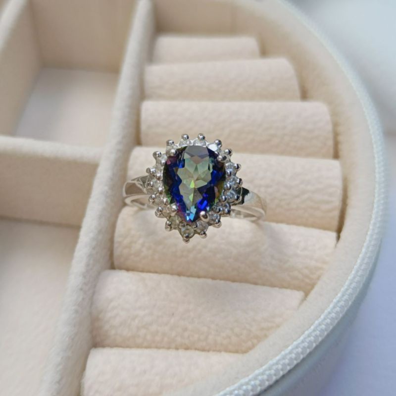 Cincin Natural Blue Topaz Asli Bersertifikat