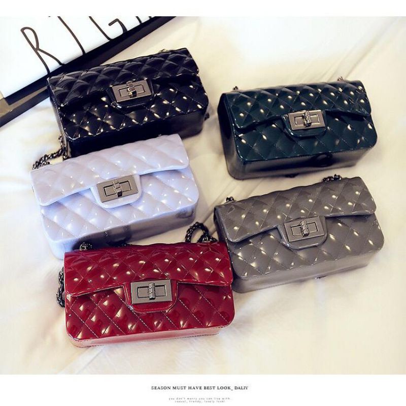 [IMPORT] RD KENDAL-  TAS JELLY GLOSSY MINI TAS JELLY MINI TAS JELLY 18CM TAS SLEMPANG TALI RANTAI / 