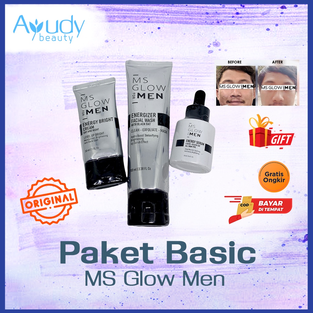 [ Gratis Ongkir ] MS Glow For MEN Paket Basic Skincare Penghilang Jerawat Pencerah Pelembab Wajah Co