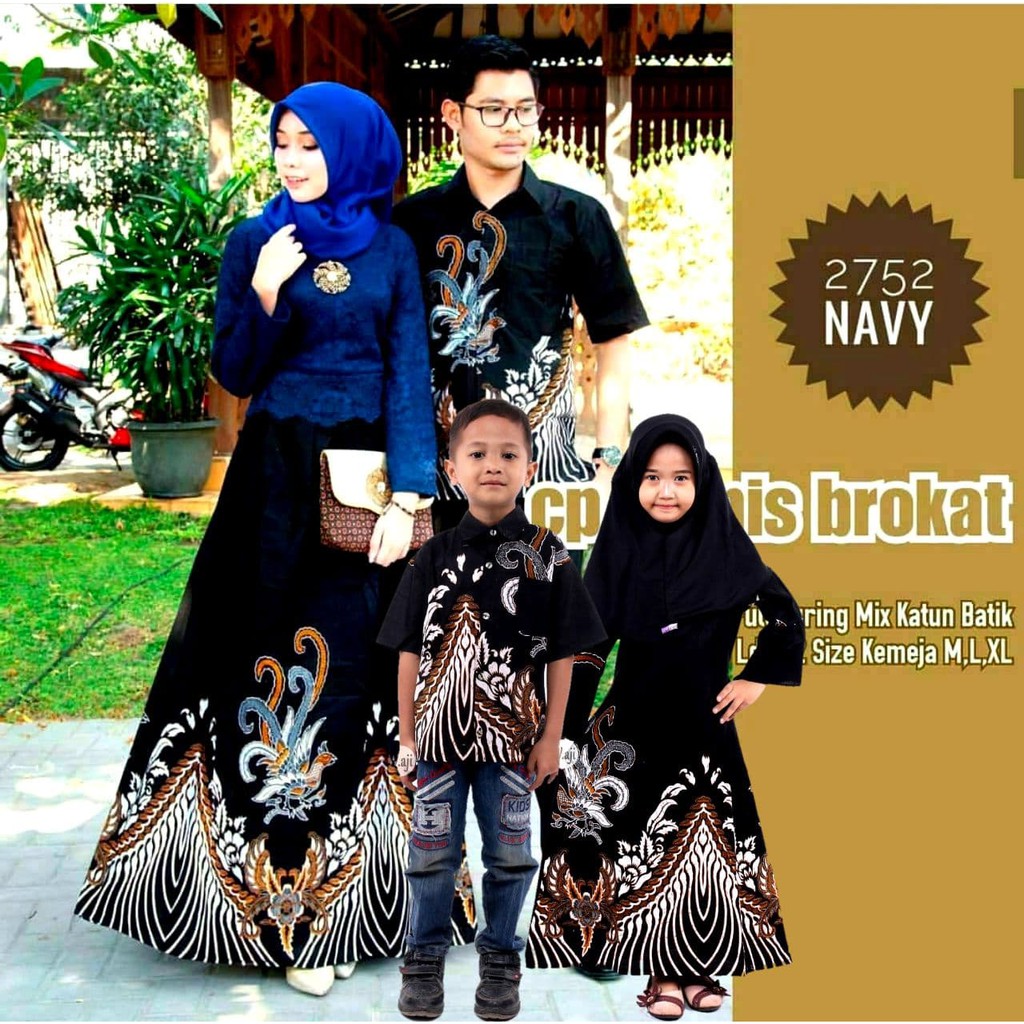 Couple Brukat Ayam Gamis Sarimbit Batik Keluarga - Bisa Beli Terpisah