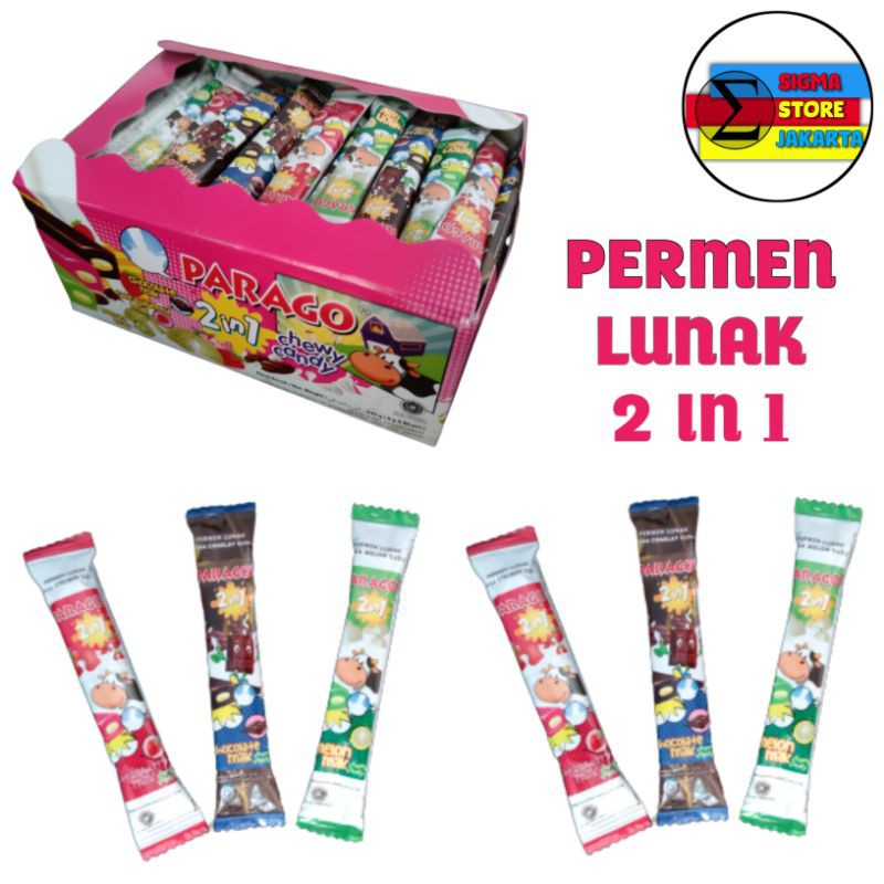 

Permen Lunak 2 in 1 (Buah + Susu) Chewy Candy Parago [Eceran]