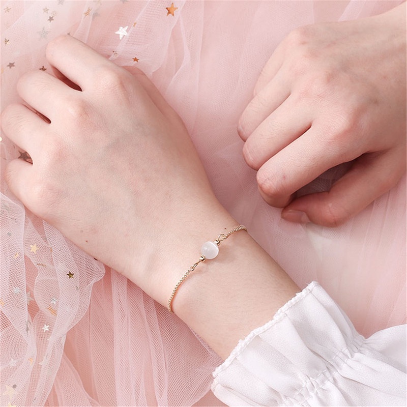 Gelang Kristal Opal Strawberry Adjustable Gaya Retro Korea Untuk Wanita