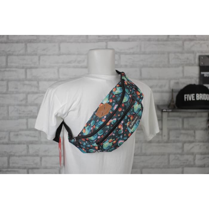 Tas Slempang / Waistbag Supreme Motif Bubble Hijau merah Premium Impor