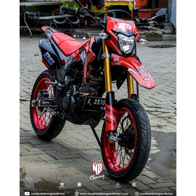 Stiker Motor Honda CRF 150 L Merah Decal Hi Grip Cross Trail Supermoto Custom Variasi Qualitas Tingg