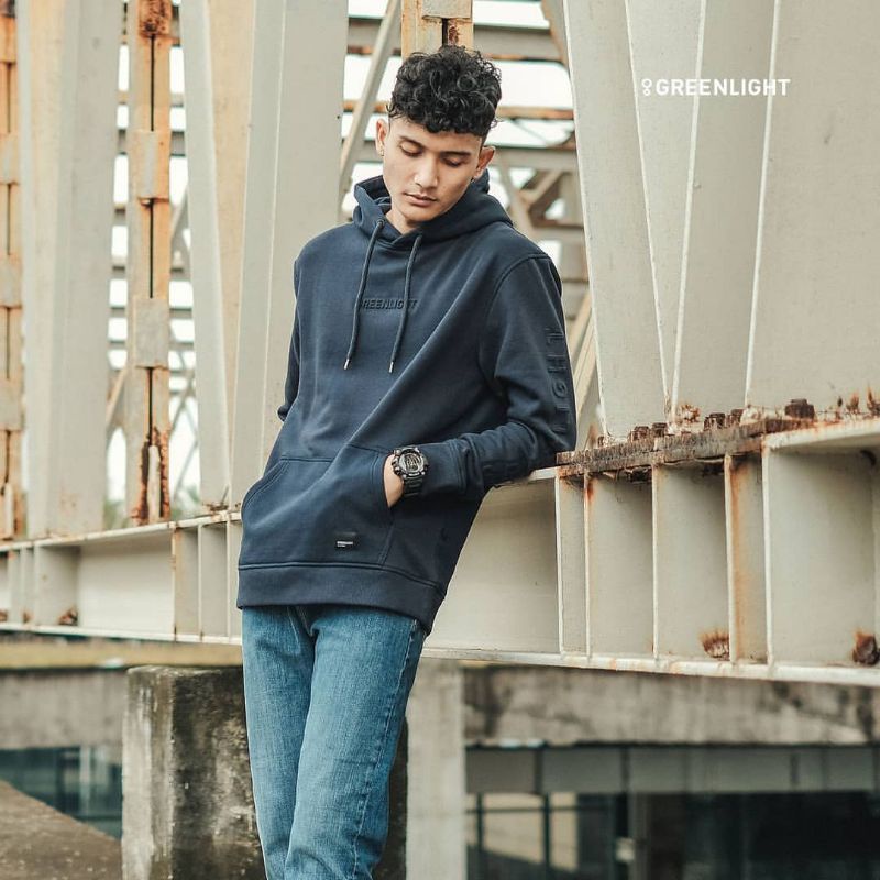 Hoodie greenlight 3d embossed print new arrival 100% original warna biru, maroon, hitam dan hijau