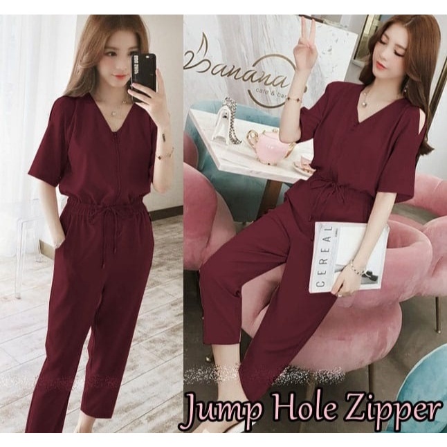 Toply shop Jampsuit Hole zipper korea style