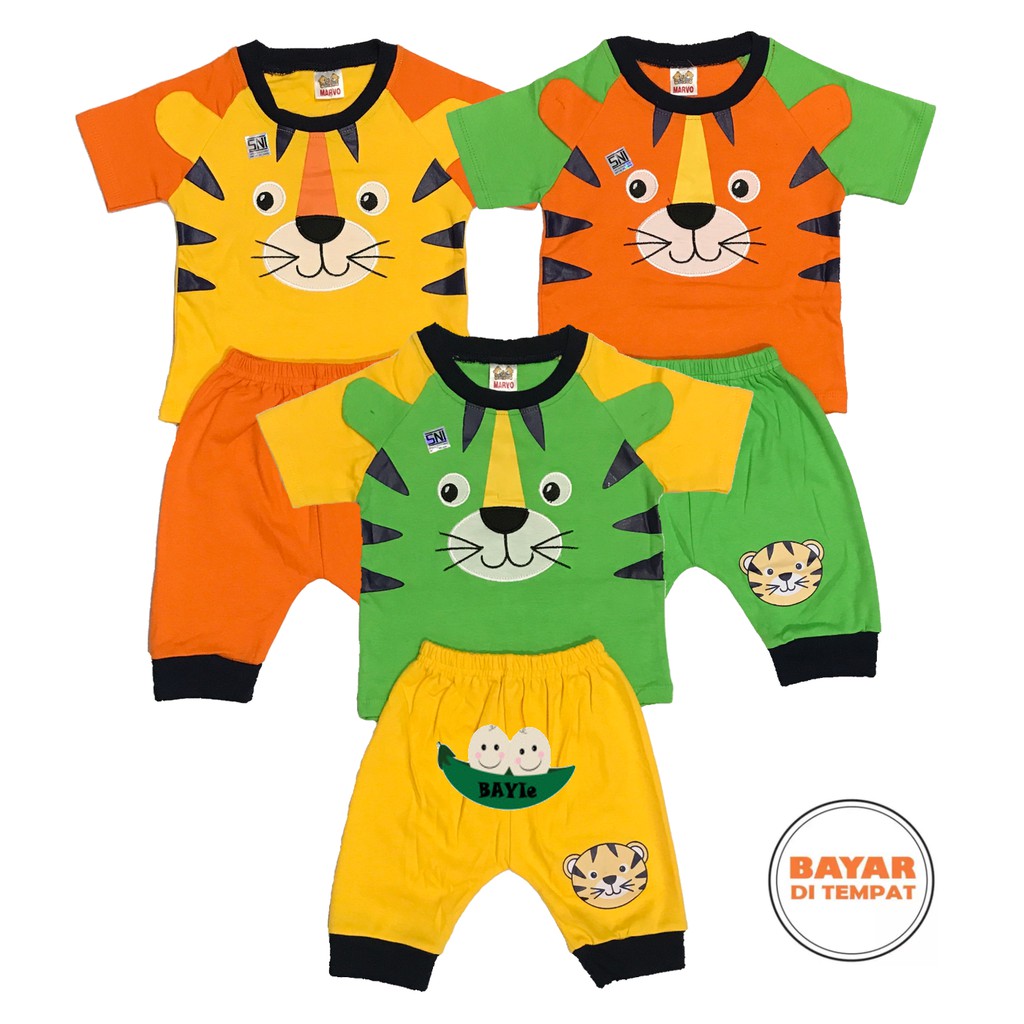 BAYIe - Setelan Baju + Celana Joger Bayi/Anak Laki-Laki motif TIGER MARVO umur 3-12 Bulan SNI