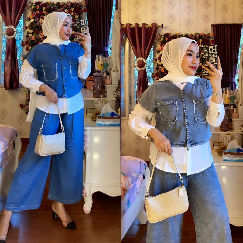 3 IN 1 INE SET KULOT JEANS WASHED IMPORT k