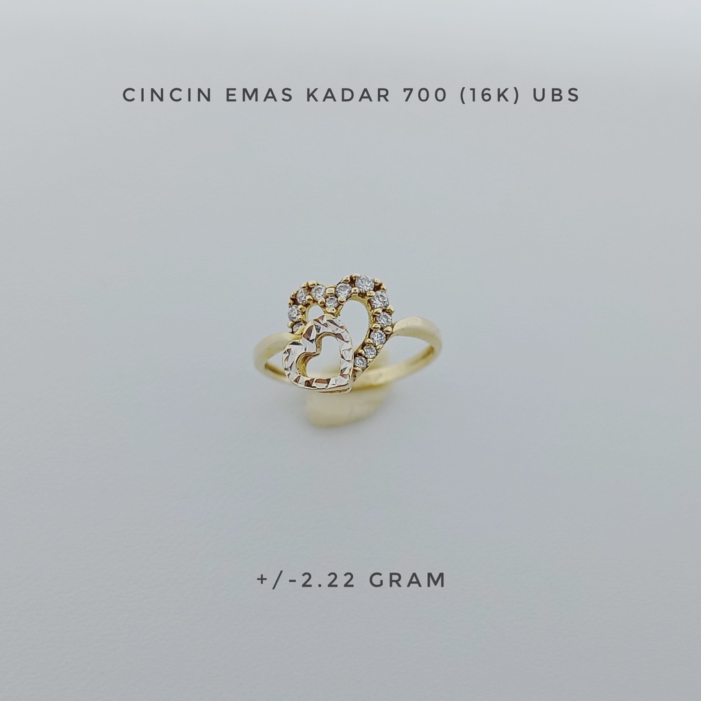 Cincin Emas Kadar 700 (16K) UBS Berat +/- 2.22 gram