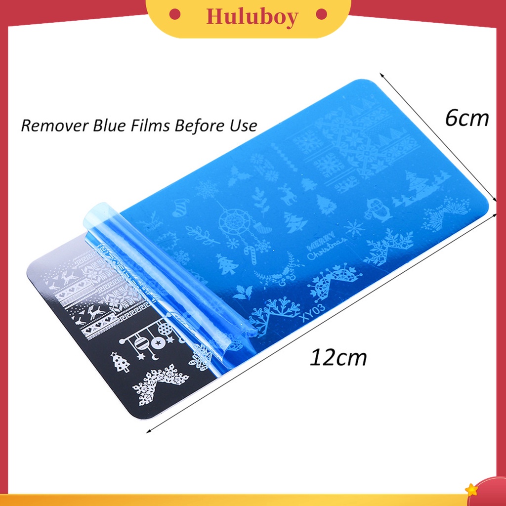 Huluboy Huluboy♡ Plat Template Kuku Motif Snowflake Natal Bahan Stainless Steel Untuk Manicure