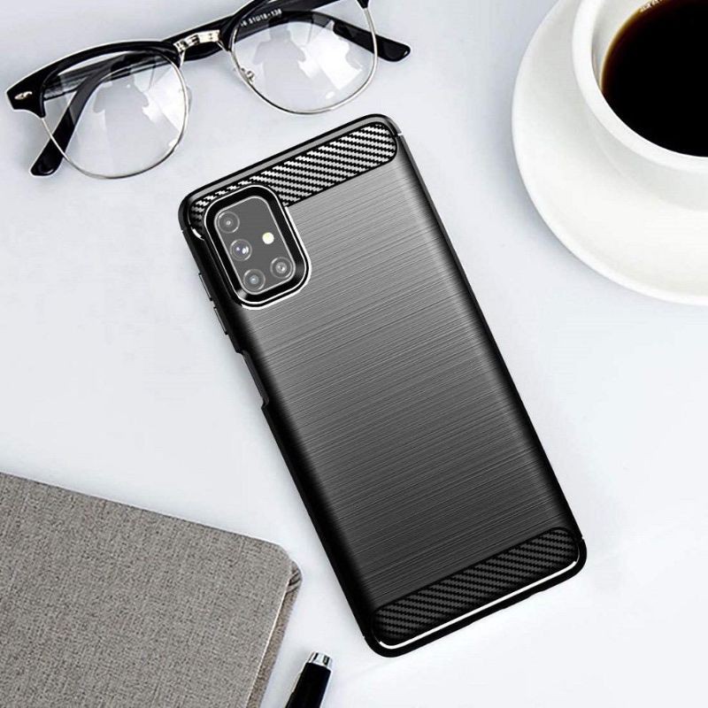 Case Samsung A12 M51 Case Ipaky Black Carbon Soft Case