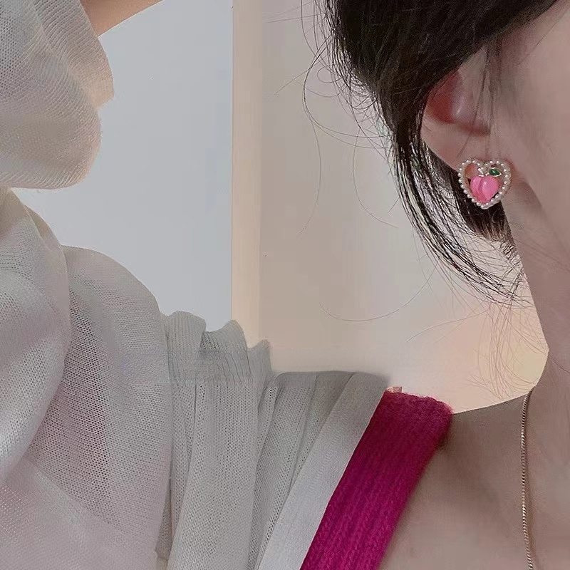 Anting Tusuk Sterling Silver 925 Model Hati Dengan Mutiara Untuk Wanita