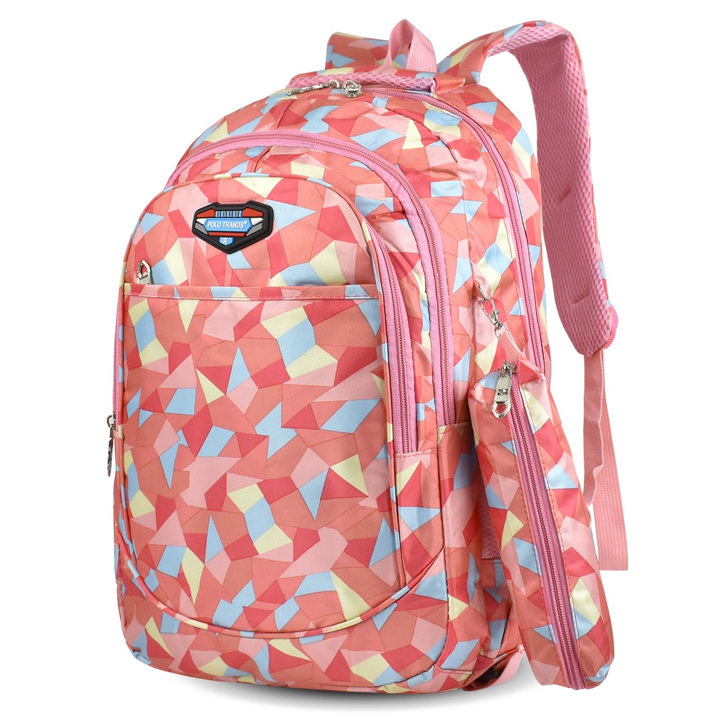 Polo Trands Tas Sekolah Anak Perempuan Gratis Pouch 36177 & 36178 Tas Anak-36213 Pink