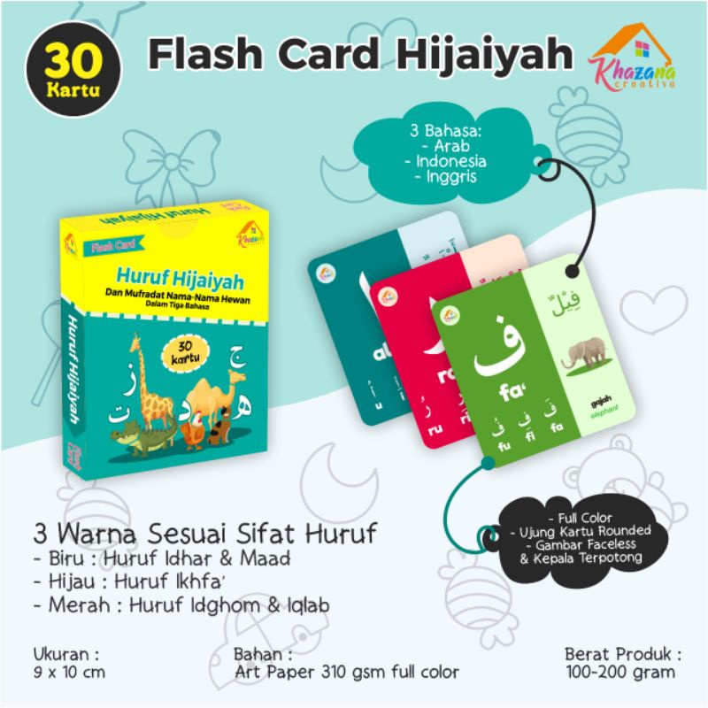 Flash Card Hijaiyah/Flash Card/Mainan Edukasi Anak/Mainan Anti Gadget/Art Paper