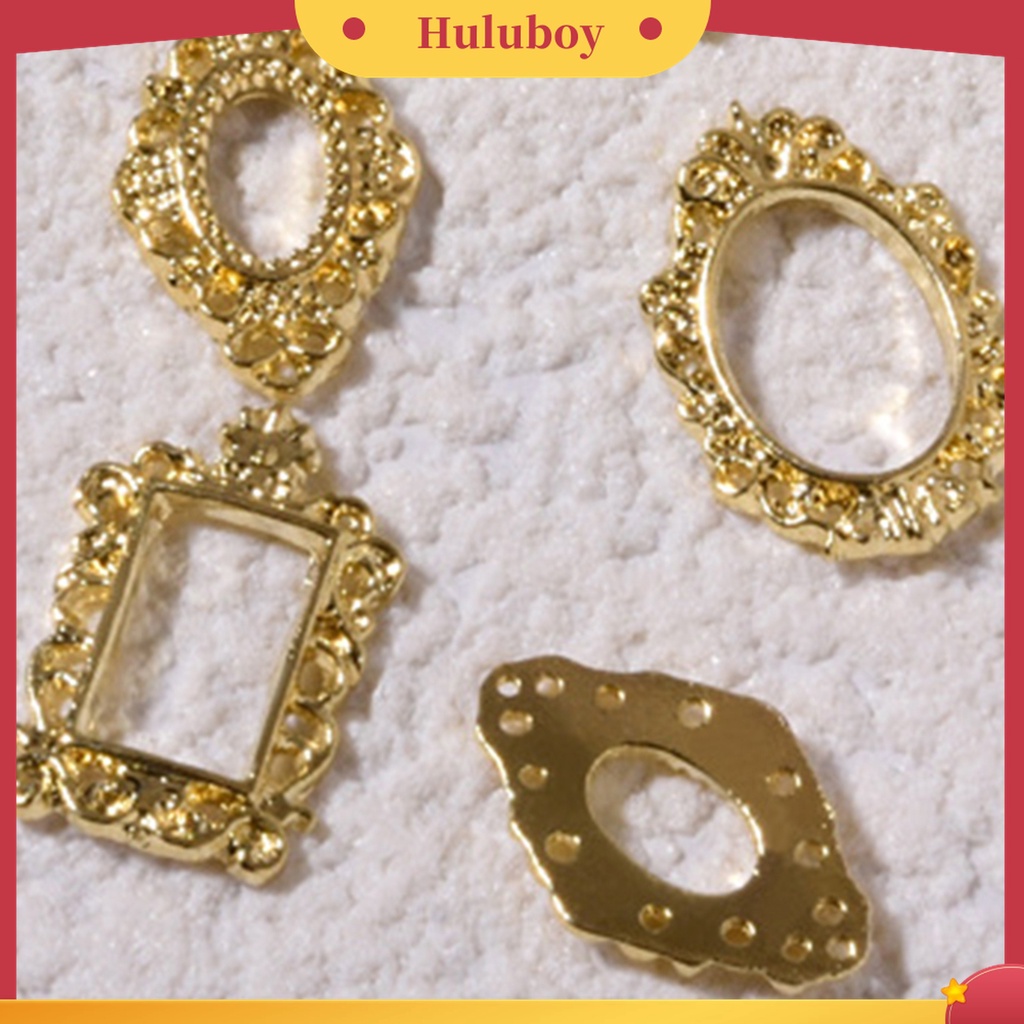 Huluboy Huluboy♡ 5pcs / Pak Ornamen Ukiran Hollow 3D Bahan Alloy Gaya Vintage Untuk Dekorasi Nail Art