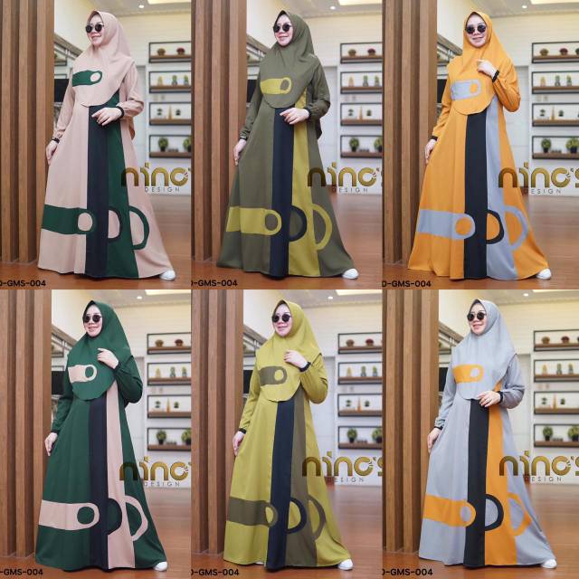 Ninos gms 004 maxy dress gamis syari Bangkok murah cantik terbaru casual simple lebaran