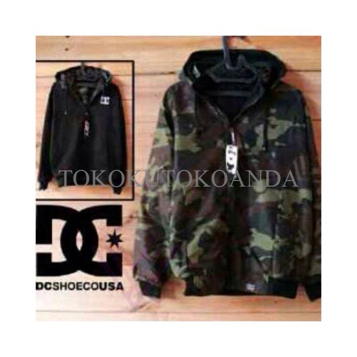 jaket Parasut Army DC Loreng hijau hitam Bolak Balik / Jaket BB