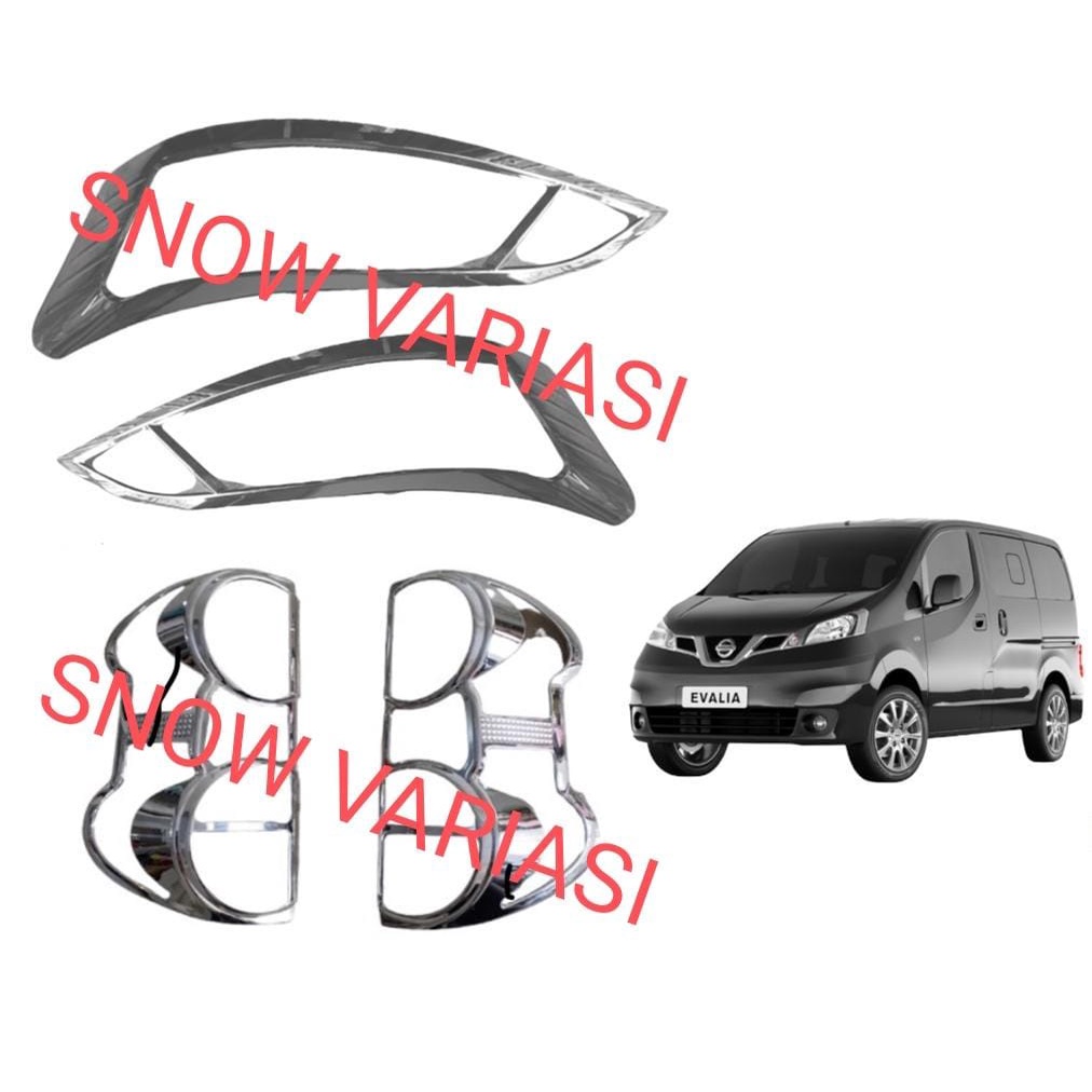 Paket Garnish List Lampu Depan Belakang Nissan Evalia Chrome