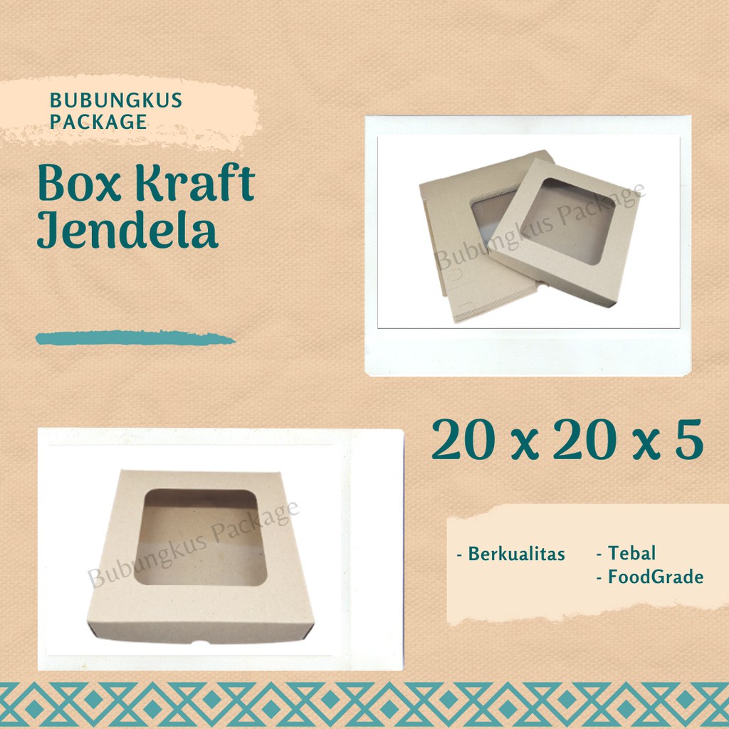 

Box Dus Kraft Jendela 20x20x5 1pcs/ Dus Pizza / Dus Brownies / Dus Bolu / Dus Snack