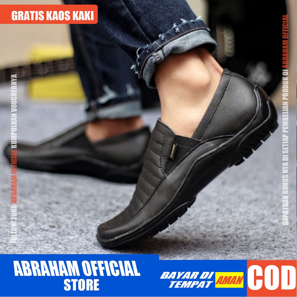 ABRAHAM Sepatu Slip On Kulit Asli Selop Kerja Pria