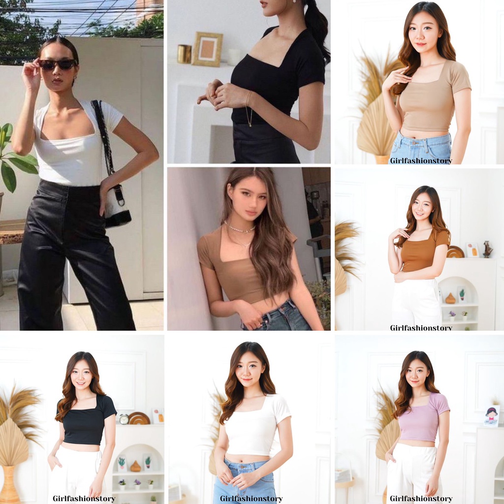 BEFAST - ZFS OOTD Wanita Kaos JESI / SOLTIES UNECK JERSEY CROP TOP / Atasan Wanita Crop / Kaos Crop Polos / Crop Top Lengan Pendek / Crop Top Casual / Kaos Santai /  Crop Top Keluaran Terbaru