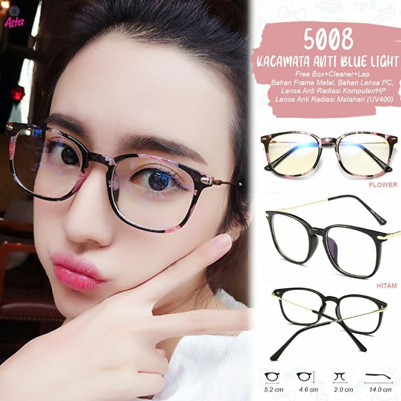 COD aksesoris Kacamata  anti blue light kode 5008 by Asta free box cleanser lap