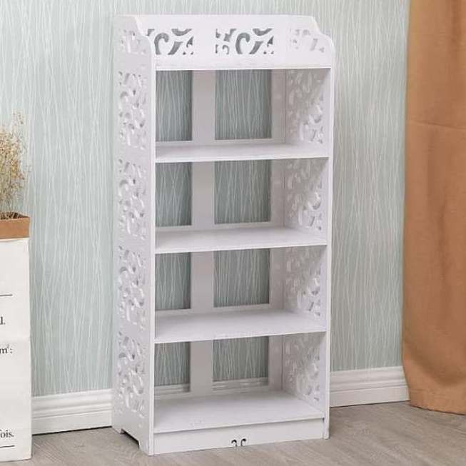 Rak Buku Vintage 5 Tingkat Lemari Pajangan Ukiran Ukir Kayu Dekorasi Hiasan Rumah