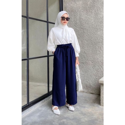 JESSY KULOT CRINKLE TERBARU / KULOT WANITA KEKINIAN-Navy