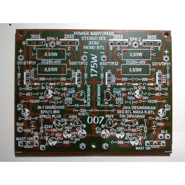 PCB Stereo Power Amplifier OCL 175Watt