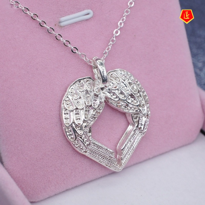 [Ready Stock]Silver Angel's Wings Love Necklace Exquisite Fashion