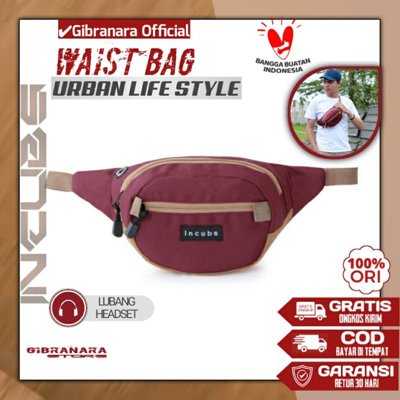 Tas Pinggang Pria Kecil Bahan Dinir Uang Kartu Identitas HP Waist Bag Olahraga Sepeda Hiking Murah