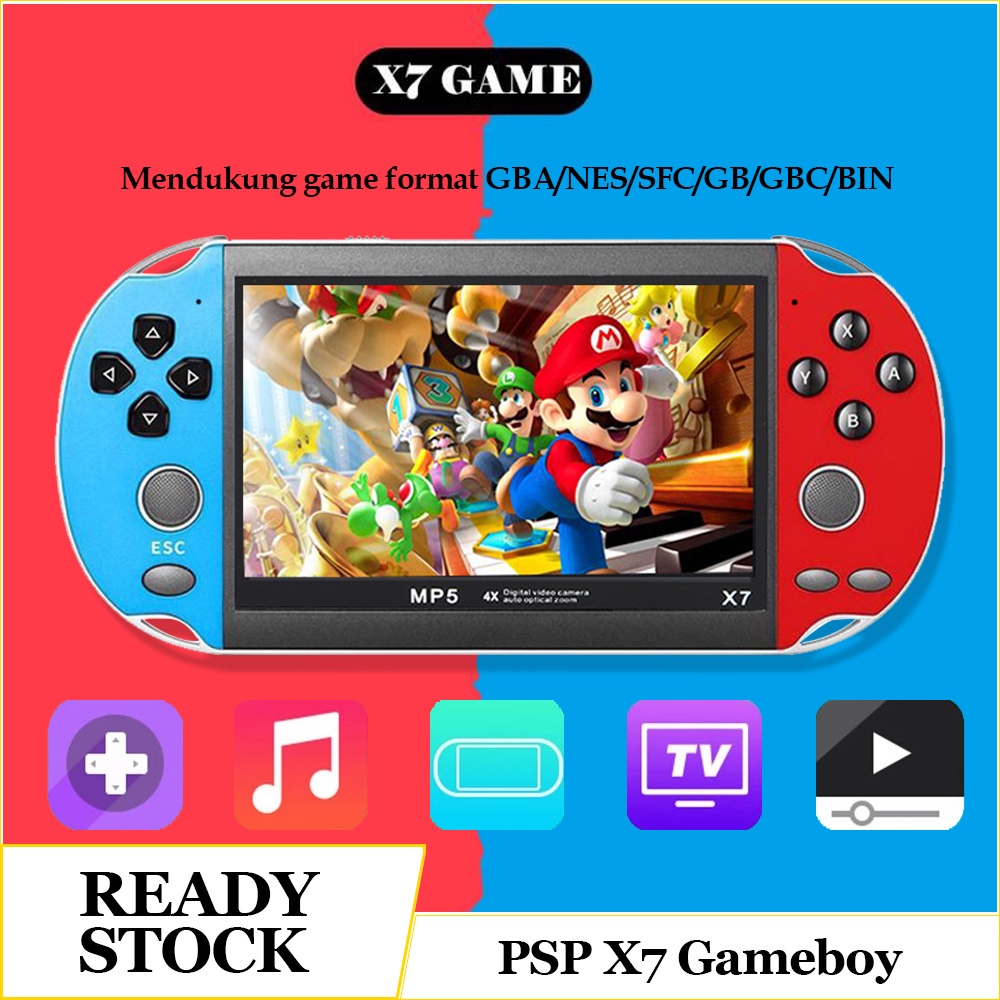 PSP X7 Gameboy Handheld Game Console Player 4.3 Inch 8G Built-in 10000 Games Gratis Untuk Menginstal Game Baru