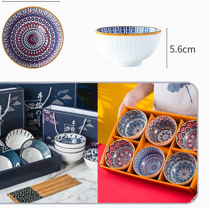 Hot Sell.. 【Pengiriman Gratis】 Mangkok Set Japan Mangkok Keramik Set Souvenir Mangkok Set 6 Mangkok 