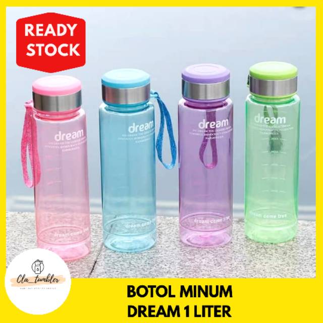 BOTOL DREAM 1 LITER / TUMBLER BOTOL PLASTIK / BOTOL BENING / BOTOL TALI / BOTOL AIR 1 LITER