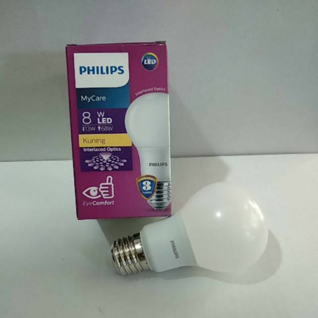 lampu philips led bulb 8w kuning