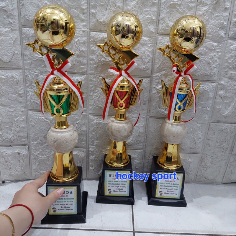 Trophy Piala Custom Tulisan Trophy Sepak Bola Futsal Kaca Marmer ( B.17 + Onik )